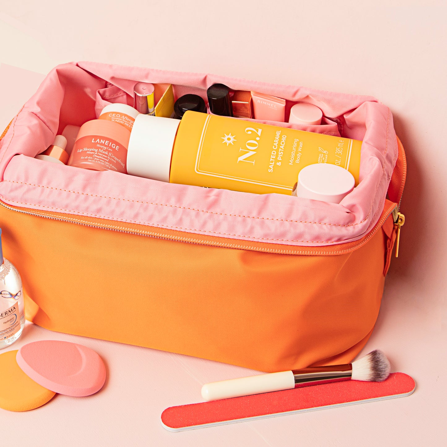 Large Makeup Bag - Splash Orange