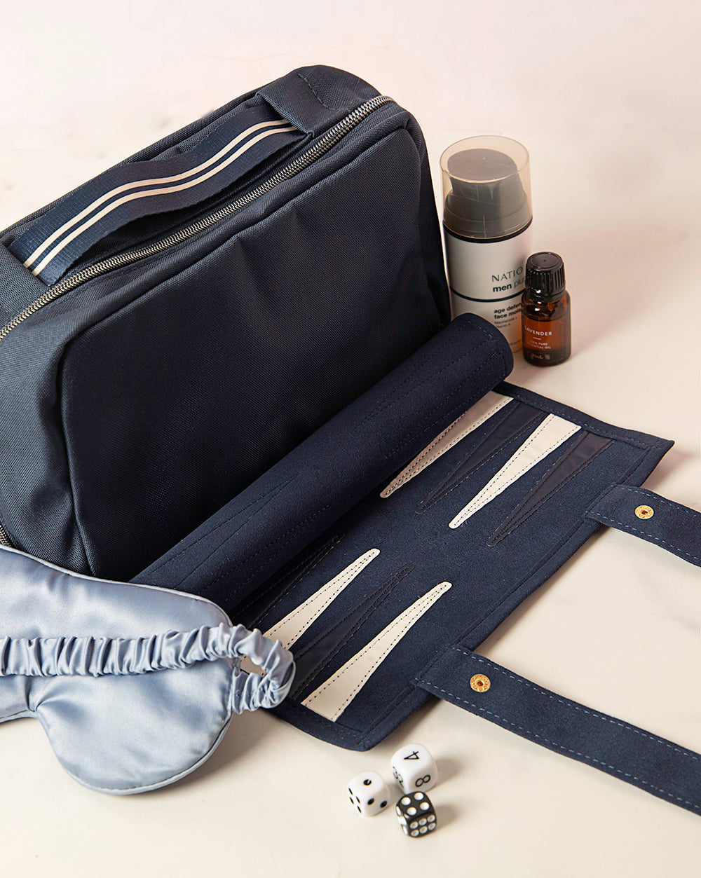 Navy Backgammon Travel Set
