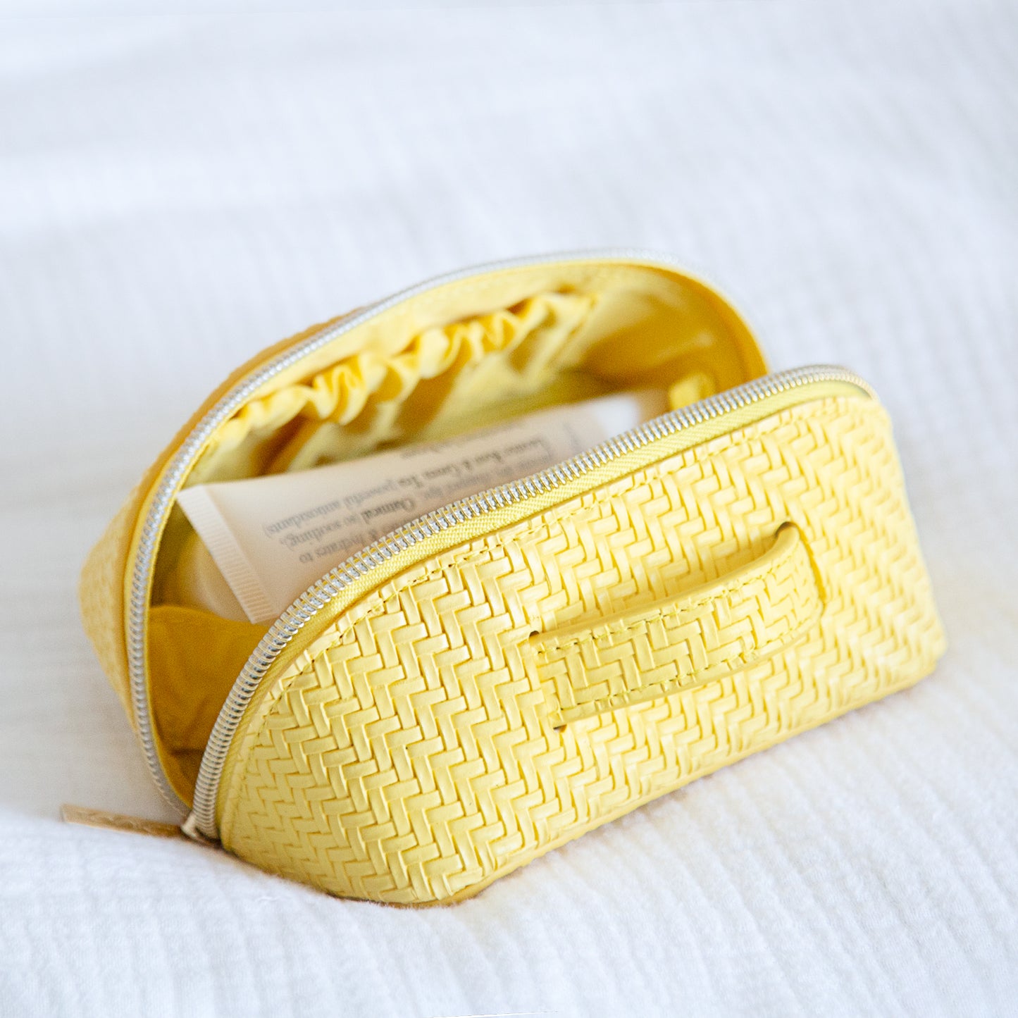 Small Beauty Bag - Herringbone Lemon