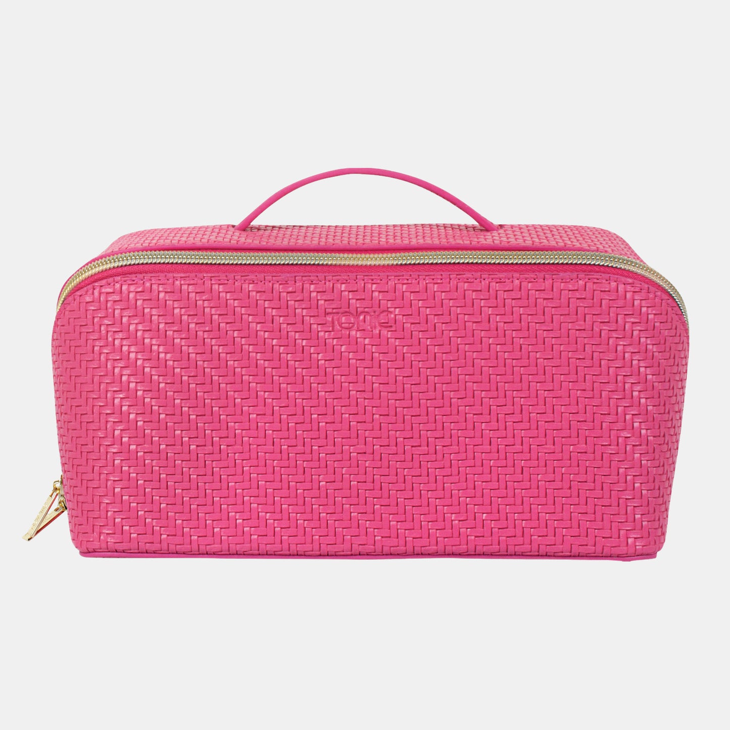 Large Beauty Bag - Herringbone Raspberry