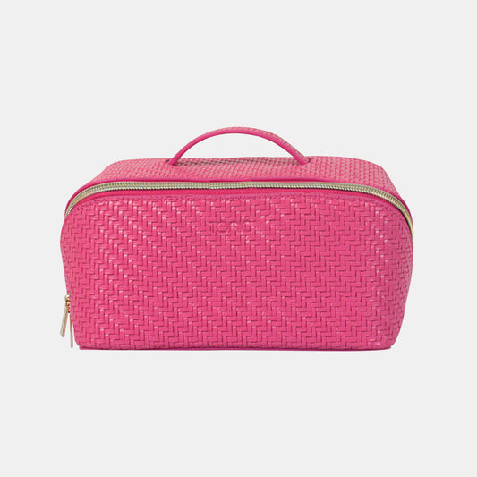 Medium Beauty Bag - Herringbone Raspberry