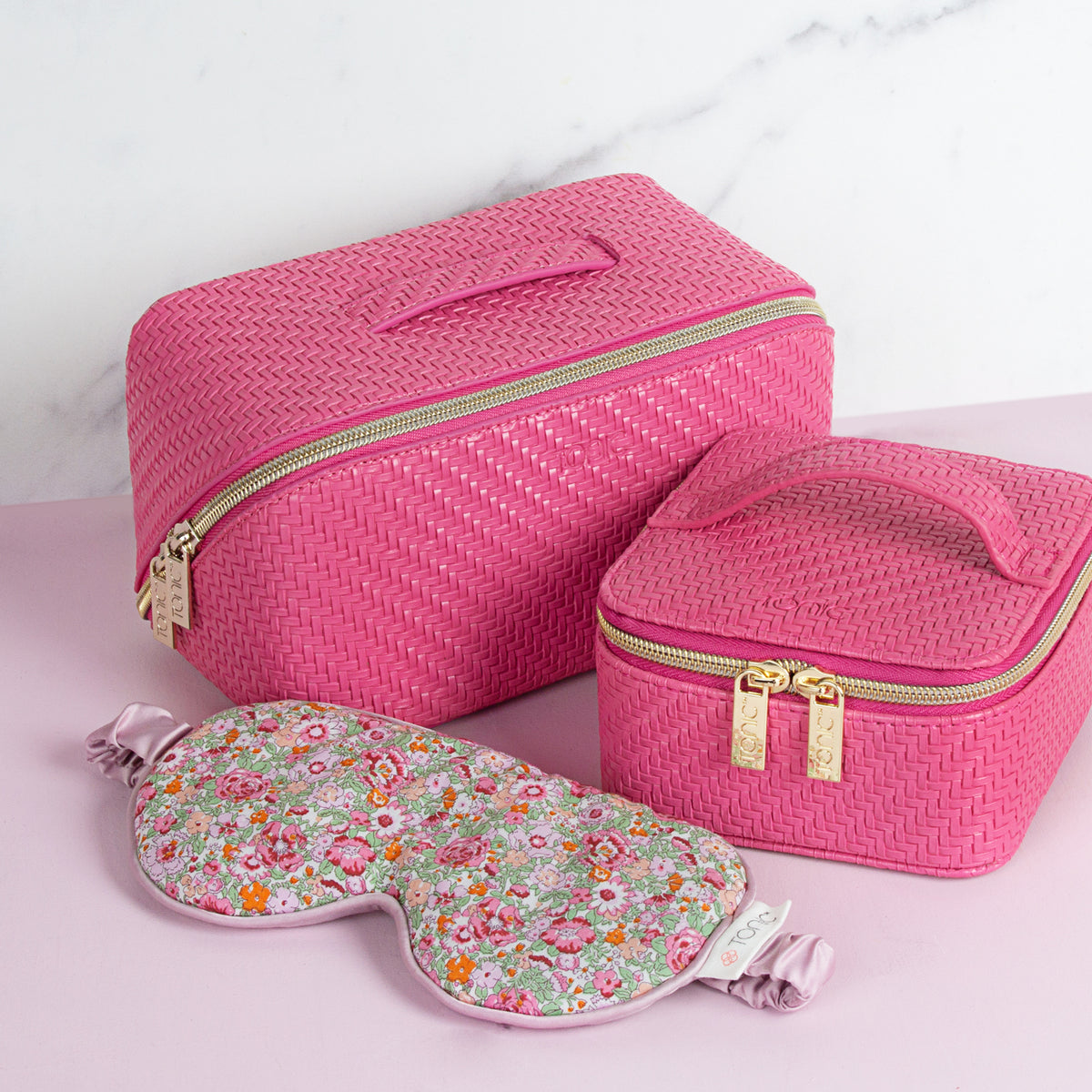 Bag Laces Raspberry T1 Medium Beauty Bag - Herringbone Raspberry – Tonic Australia