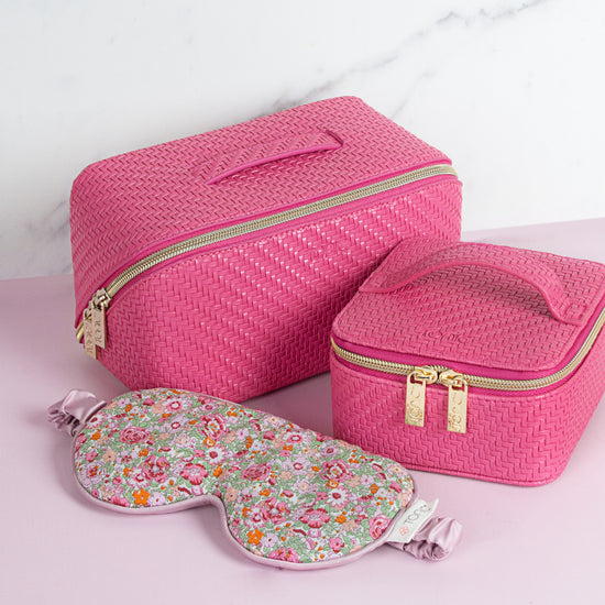 Medium Beauty Bag - Herringbone Raspberry – Tonic Australia