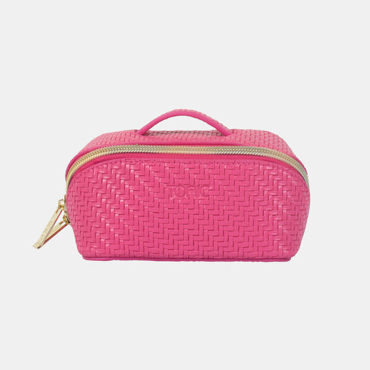 Small Beauty Bag - Herringbone Raspberry