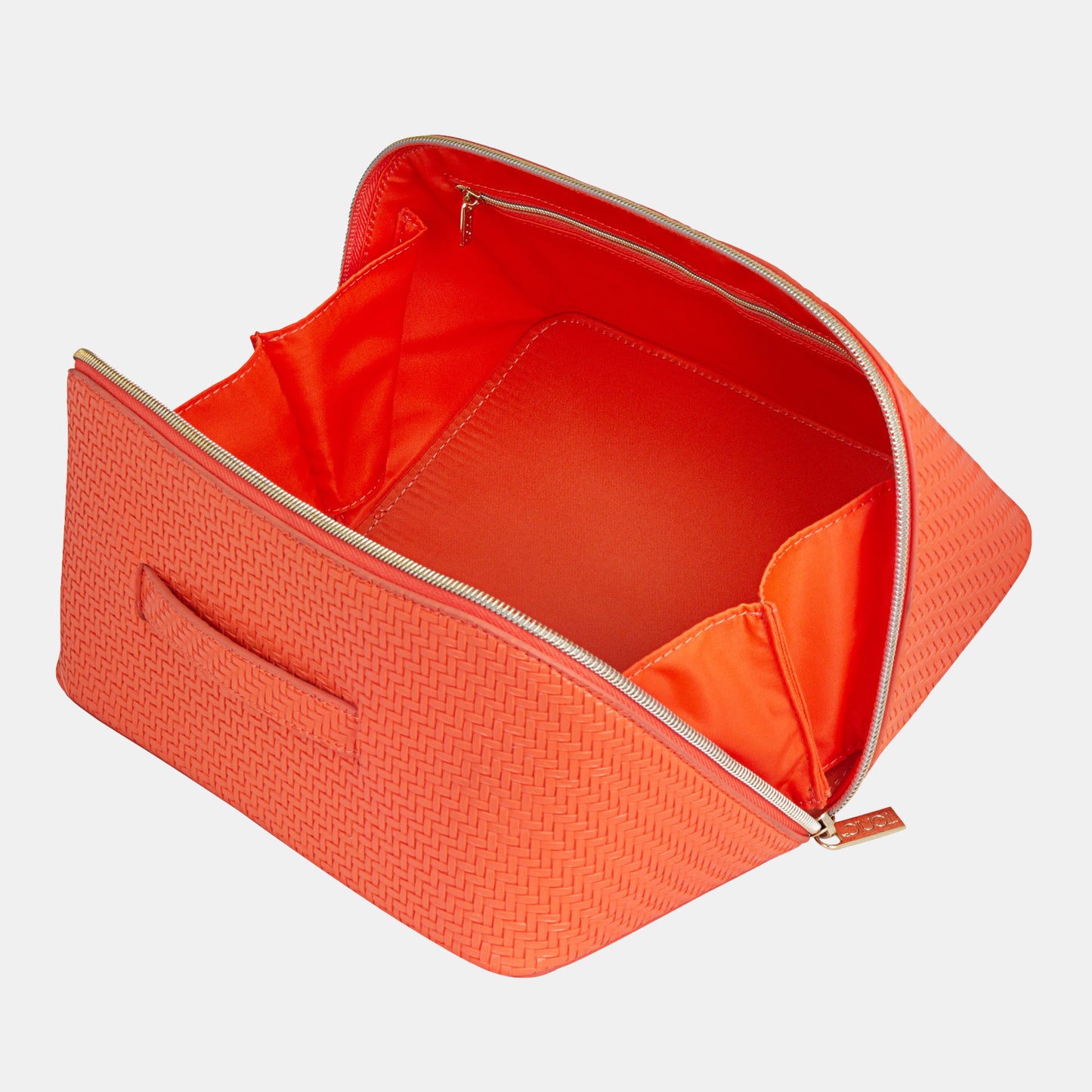 Large Beauty Bag - Herringbone Tangerine