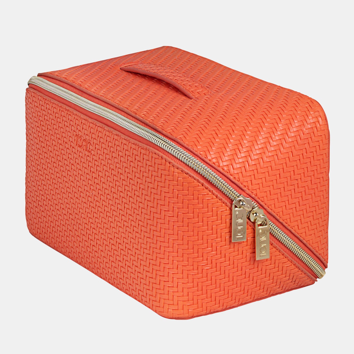 Large Beauty Bag - Herringbone Tangerine