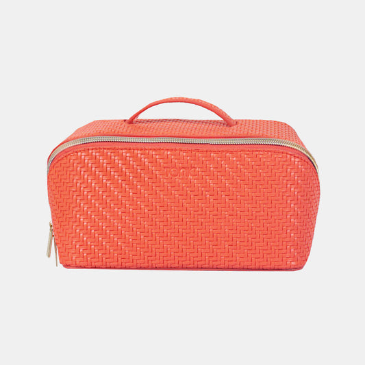 Medium Beauty Bag - Herringbone Tangerine