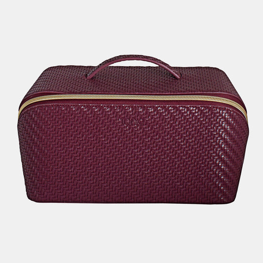 Large Beauty Bag - Herringbone Plum