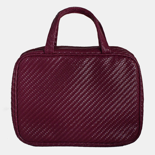 Hanging Cosmetic Bag - Herringbone Plum