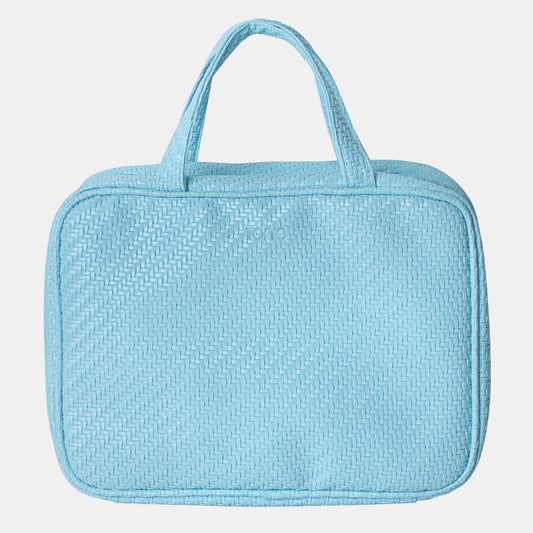 Hanging Cosmetic Bag - Herringbone Bluebell