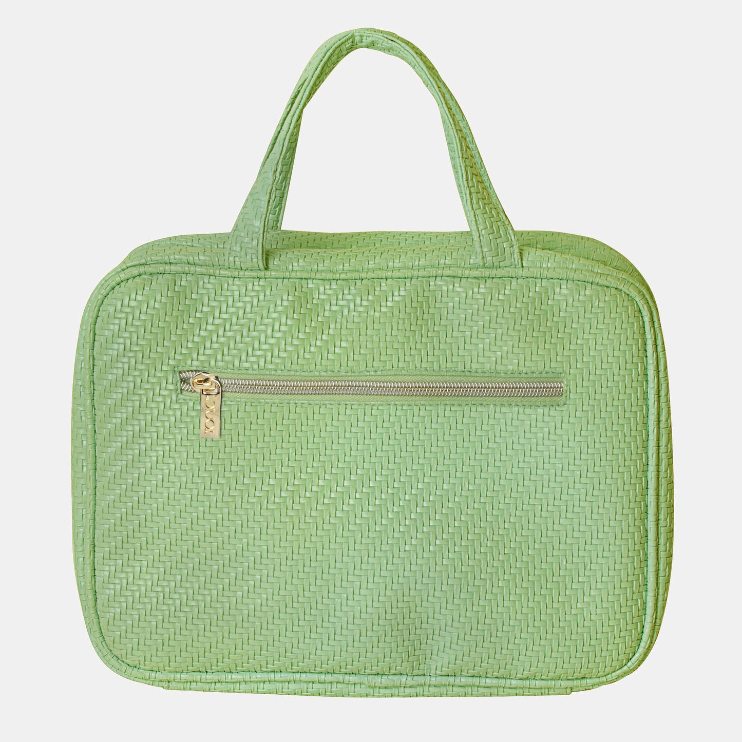 Hanging Cosmetic Bag - Herringbone Pistachio