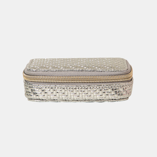 Pill Box - Herringbone Silver