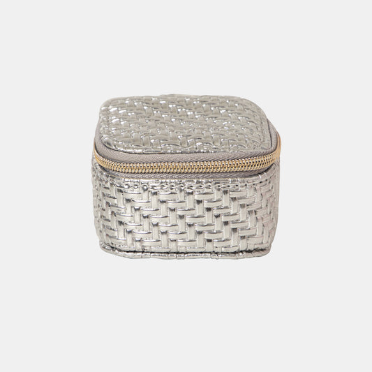 Mini Jewellery Cube - Herringbone Silver