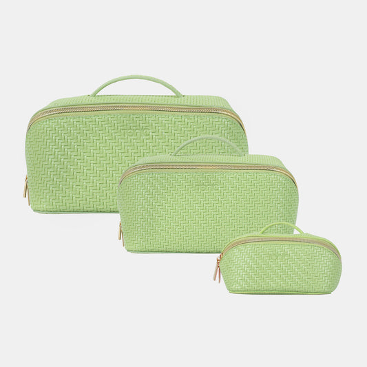 Herringbone Beauty Bag Set of 3 - Pistachio