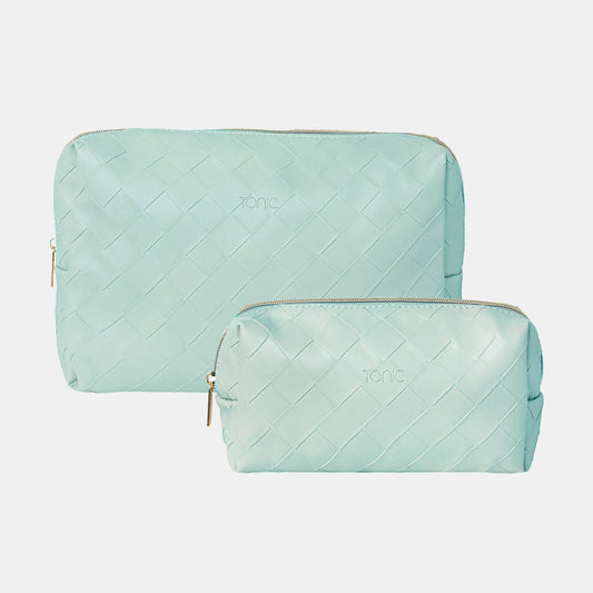 Beauty Bags Set of 2 – Woven Teal